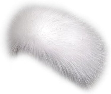 Dikoaina Womens Faux Fur Headband Winter Earwarmer Earmuff Hat Ski White