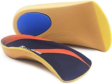 RooRuns Orthotic Insoles 3/4 Arch Support Shoe Insoles for Flat Feet, Plantar Fasciitis, Hollow Feet - Heel Cushion for Men Women