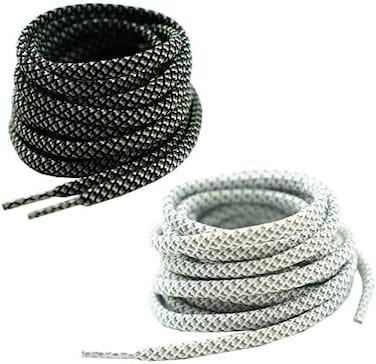 DECKER Reflective Shoelaces Round shoe laces 2 Pair Pack 5/32&rdquo; Thick Night Jog Running Safe for Sneakers