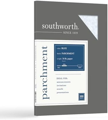 Southworth Parchment Specialty Paper, 8.5" x 11", 24 Lb, Blue, Pack Of 100