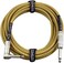 GLS Audio 6.1m Guitar Instrument Cable - Right Angle 1/4 Inch TS to Straight 1/4 Inch TS Brown Yellow Tweed Cloth Jacket - Pro Cord Phono 6.3mm - SINGLE