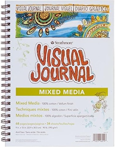 Strathmore PRO ART Strathmore 460-19 500 Series Visual Mixed Media Journal, Vellum, 9"x12", White, 34 Sheets