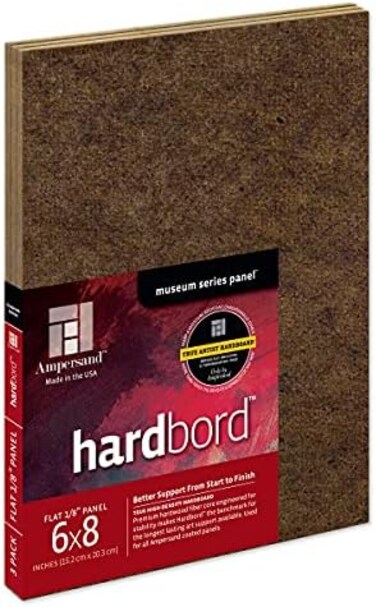 Ampersand Art Supply Hardboard Wood Painting Panel: Museum Series Hardbord, 1/8 Inch Depth 3, 6x8 inch Pack of 3