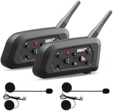 EJEAS Vnetphone Motorcycle Bluetooth Intercom Headset Full Duplex Motorbike Snowmobile Walkie-Talkie Wireless Interphone Helmet Waterproof Wireless Headphone 6 Riders Communicator 1200M (Dual)