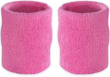 Suddora Arm Sweatbands, Absorbent and Breathable Thick Cotton Bands for Working Out, Gymnastics, Basketball, Tennis, and Football, Multiuse 4-inch Wristbands for Costumes and Cosplay, Pink