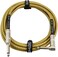 GLS Audio Instrument Cable - Amp Cord for Bass &amp; Electric Guitar - Straight to Right Angle 1/4 Inch Instrument Cable - Brown/Yellow Braided Tweed, 10ft