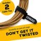 GLS Audio Instrument Cable - Amp Cord for Bass &amp; Electric Guitar - Straight to Right Angle 1/4 Inch Instrument Cable - Brown/Yellow Braided Tweed, 10ft