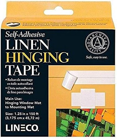 Lineco Self-Adhesive Hinging Tape Roll, Acid-Free Linen Fabric, 1.25 inches X 150 Feet (L533-1055), White,