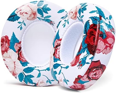 WC Extra Thick Replacement Earpads for Beats Solo 2 &amp; 3 by Wicked Cushions - Ear Pads for Beats Solo 2 &amp; 3 Wireless ON-Ear Headphones - Soft Leather, Luxury Memory Foam, Strong Adhesive   Floral White