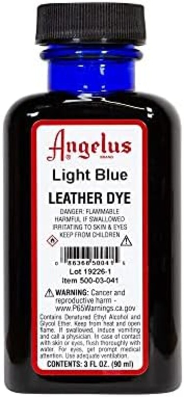 Angelus Leather Dye- Flexible Leather Dye for Shoes, Boots, Bags, Crafts, Furniture, &amp; More-Light Blue- 3oz