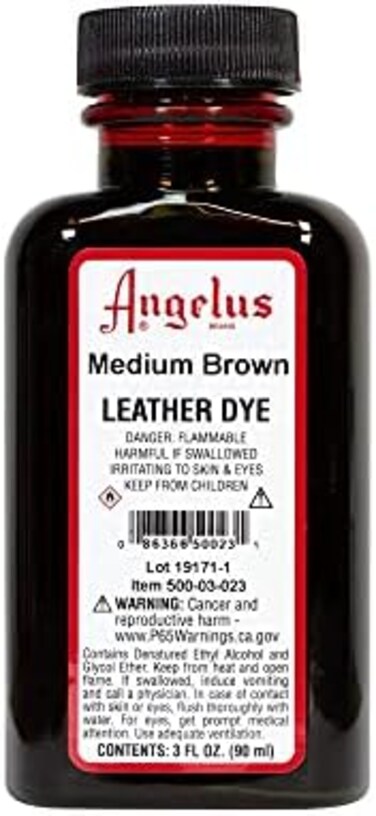 Angelus Leather Dye, 3 oz, Medium Brown 12 Count