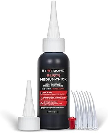 Starbond Premium Grade Cyanoacrylate (CA) Super Glue - 2 OZ PRO Pack (56-Gram) - Black Medium-Thick Knot Filler 500 CPS Viscosity Adhesive for Woodworking, Woodturning, Carpentry