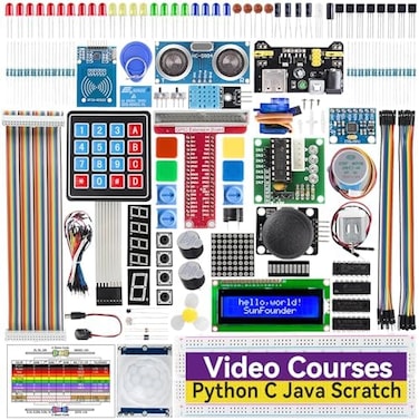 SunFounder Starter Kit for Raspberry Pi 5 4 B 3 B+ 400, 800+ Page Online Tutorials, Python C Java Scratch Node.js, 120+ Projects, 300 Items for Raspberry Pi Beginners (Raspberry PI NOT Included)