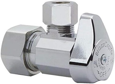 براس كرافت G2CR19X C1 1/2 بوصة NOM Comp مدخل × 3/8 بوصة OD مخرج ضغط نحاس مطلي بالكروم 1/4 صمام زاوية دوران، عادي