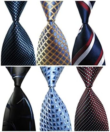 Wehug Lot 6 PCS Men's Ties 100% Silk Tie Woven Necktie Jacquard Neck Ties