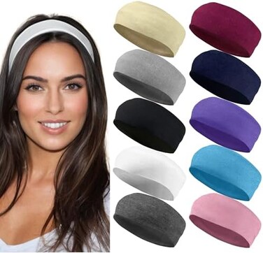 Styla Hair 10 Pack Stretch Headbands Non-Slip Head Wraps Great for Sports, Yoga, Pilates, Running, Gym, Workouts, Baseball, Casual Wear, Gifts &amp; More!