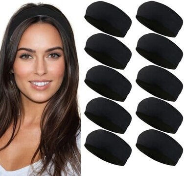 Styla Hair 10 Pack Stretch Headbands Non-Slip Head Wraps Great for Sports, Yoga, Pilates, Running, Gym, Workouts, Baseball, Casual Wear, Gifts &amp; More!