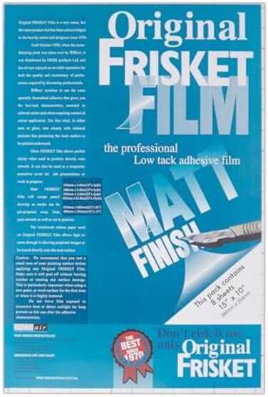 Frisket Low Tack Film Matt Sheets, Clear, 381mm x 254mm, Pack Of 8 Sheets, Fine Cut Vinyl, Cuts Cleanly, Removable Adhesive, Self-Adhering, Durable, For Pencil Drawing