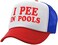 The Goozler I Pee in Pools - Funny Dare Gag Gift Joke - Vintage Retro Style Trucker Cap Hat, Rwb, One size