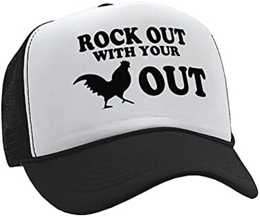 The Goozler ROCK OUT - funny joke party gag Mesh Trucker Cap Hat, Black