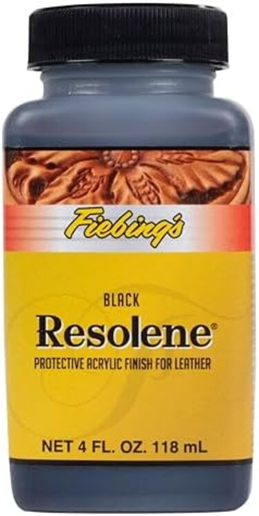 Fiebing's Acrylic Resolene (4 Ounce, Black) - Protective Acrylic Leather Finisher - Flexible, Water Resistant Top Coat for Dyed Boots, Couch, Purse