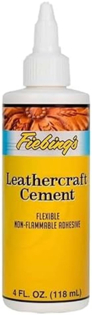 Fiebing's Leathercraft Cement - 4 oz Leather Glue Adhesive - Quick Drying, High Strength, Flexible, Permanent Bonding Leather Repair for Jackets, Shoes, Furniture, Purse - Non-Toxic &amp; Non-Flammable