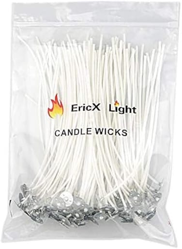 EricX Light 100 Piece Cotton Candle Wick 6" Pre-Waxed for Candle Making,Candle DIY