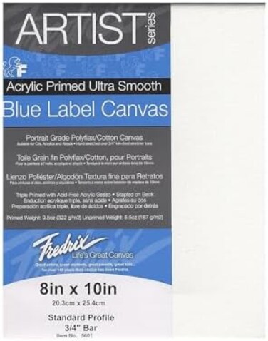 Fredrix 5601 Ultra Smooth Stretched Canvas, 8 by 10-Inch