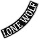 VEGASBEE Lone Wolf Embroidered Iron-On Patch Biker Jacket Rider Vest Bottom Rocker 12" USA (Black-White Bottom)