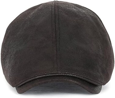 ililily Flat Cap Vintage Cabbie Hat Gatsby Ivy Cap Irish Hunting Newsboy Stretch Big Hat, Dark Brown - Xl, XL