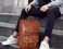 ZOESHOP Vegan Leather Backpack Slim Vintage Laptop Backpack for Men Women,Travel Brown Water Resistant Brown College School Bookbag Weekend Daypack Bag.