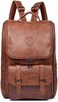 ZOESHOP Vegan Leather Backpack Slim Vintage Laptop Backpack for Men Women,Travel Brown Water Resistant Brown College School Bookbag Weekend Daypack Bag.