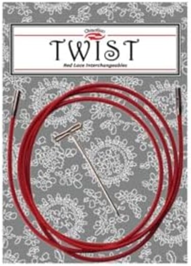 ChiaoGoo Twist Small Lace Interchangeable Cables, 50-Inch, Red