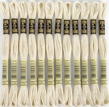 DMC Thread 6-Strand Embroidery Cotton 8.7 Yards Ecru 117-ECRU (12-Pack)