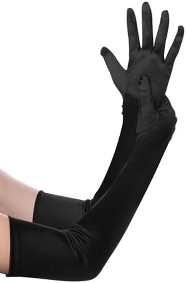 BABEYOND Long Opera Party 20s Satin Gloves Stretchy Adult Size Elbow Length