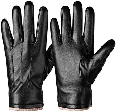 Alepo Winter Leather Gloves for Men, Warm Thermal Touchscreen Texting Typing Dress Driving Motorcycle Gloves Wool Lining