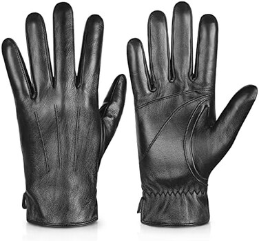 Alepo Genuine Sheepskin Leather Gloves Mens, Winter Gloves for Men Touch Screen Texting, Mens Leather Gloves Cashmere Lined Driving Outdoor