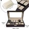 TimelyBuys 12 Piece Chocolate Brown Leatherette Men's Watch Display Organizer Storage Case for Watches