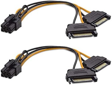 كيبل ماترز كيبل طاقة بمنفذ PCIe 6 دبابيس الى 2 × ساتا - 5 انش (عبوة من قطعتين)