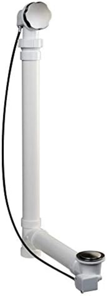 Plumb Pak Keeney 645PVCDSBN Cable Driven PVC Bathtub Drain Kit, 1-1/2-Inch Fits All Standard Size Tubs, Whirlpools, and Baths, Brushed Nickel