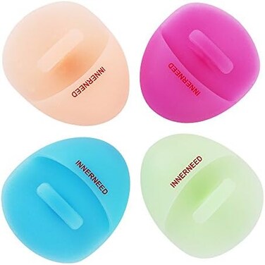 INNERNEED Super Soft Silicone Face Cleanser and Massager Brush Manual Facial Cleansing Brush Handheld Mat Scrubber for Sensitive, Delicate, Dry Skin (4pcs Set)