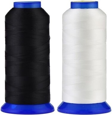 Selric [3000Yards/Black+White] Pack of 2 UV Resistant High Strength Polyester Thread #69 T70 Size 210D/3 for Upholstery, Outdoor Market, Drapery, Beading, Purses, Leather
