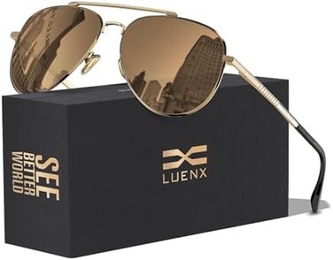 LUENX Aviator Sunglasses for Women Men Polarized Lens with Accessories - UV 400 Protection 60MM