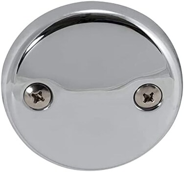 EZ-FLO 35245, Chrome Two-Hole Overflow Face Plate with Brass Screws, 0.70 x 3.3 x 3.3