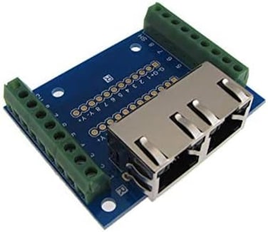 MDFLY Dual RJ45 Ethernet Connector Breakout Board w/LED Screw terminals
