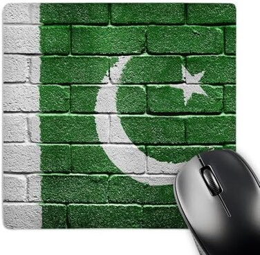 3dRose National flag of Pakistan painted onto a brick wall Pakistani, Mouse Pad, 20cm by 20cm