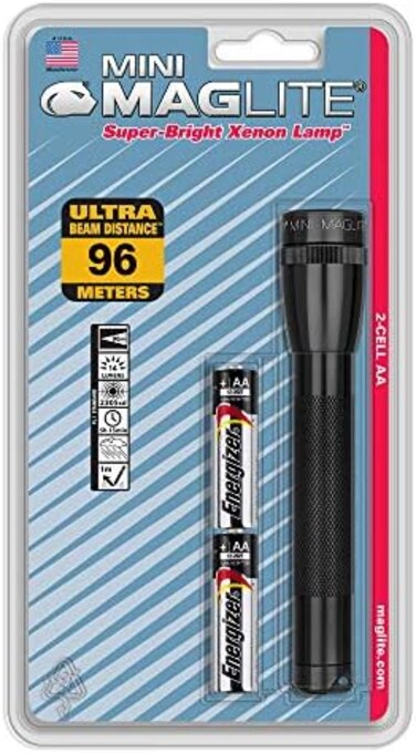 Maglite Mini Incandescent 2-Cell AA Flashlight, Black