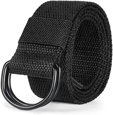 maikun Mens &amp; Womens Canvas Belt with Black D-ring 1 1/2" Wide Extra Long Solid Color