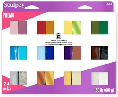 Sculpey Premo 24 Color sampler of Polymer Oven-Bake Clay, Non Toxic 1.5 lbs., Great for jewelry making, holiday, DIY, mixed media and more. Premium clay Great for clayers and artists.