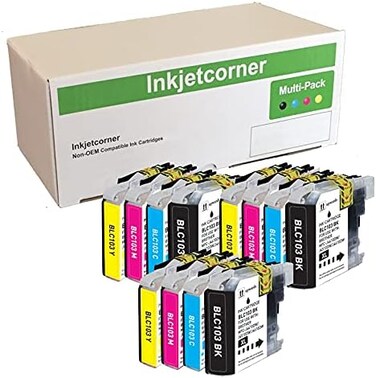 انك جيتكورنر عبوة من 12 قطعة بديلة متوافقة مع خرطوشة الحبر LC103 LC101 LC103XL BLC103 MFC-J285DW MFC-J470DW MFC-J475DW MFC-J650DW MFC-J870DW MFC-J875DW (احدث رقاقة مثبتة)